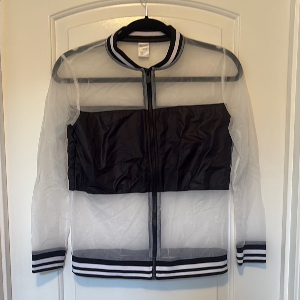 Zella Monochrome Sheer Bomber Jacket